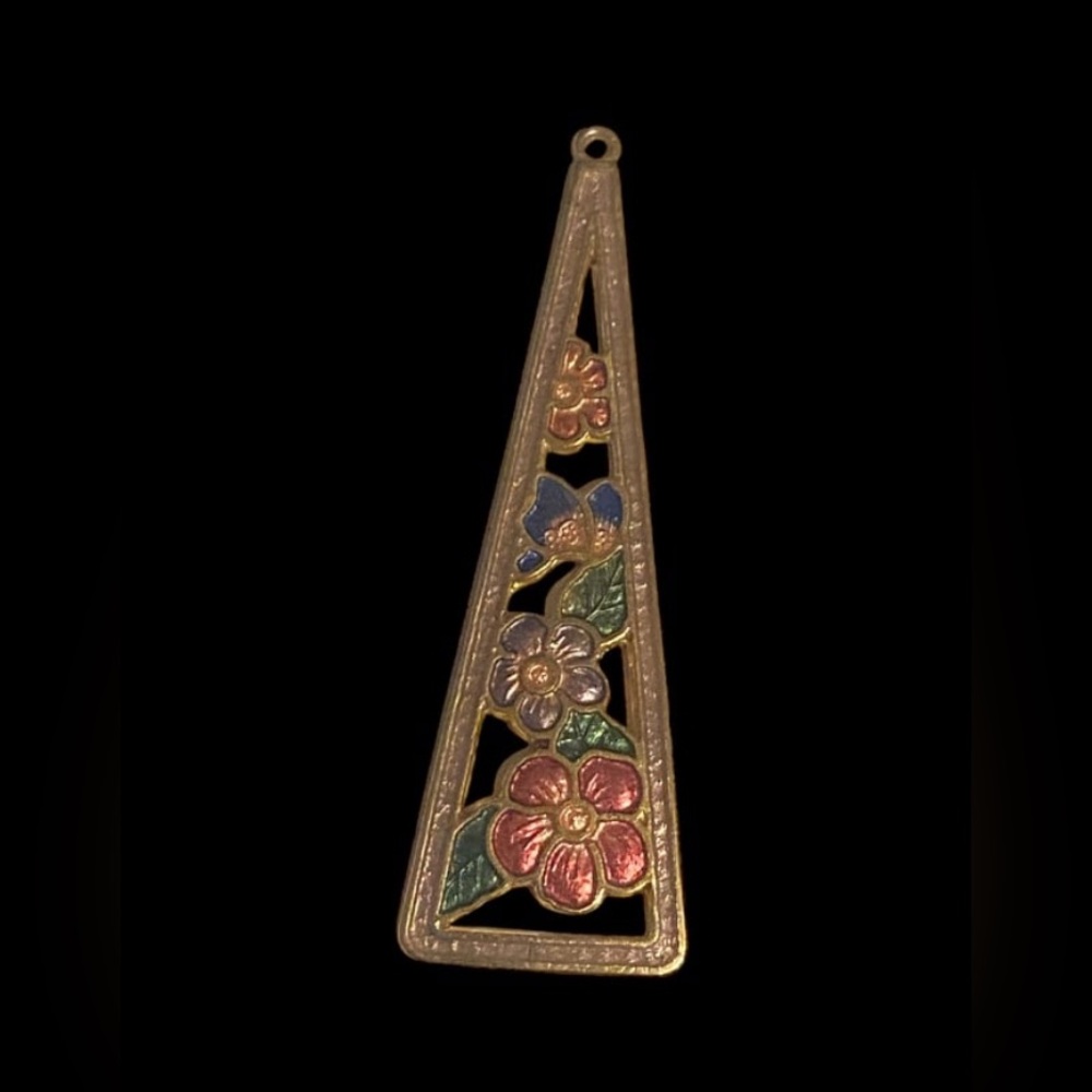 Vintage Costume Cloisonne Flower Pendant #9012